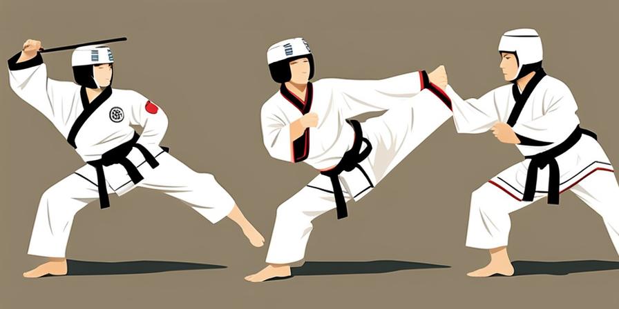 Practicante de Taekwondo en movimiento 6º Taeguk