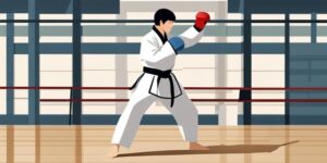 Adulto mayor practicando taekwondo con energía y vitalidad