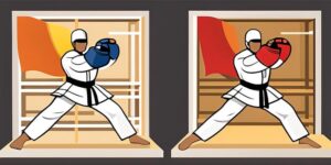 Persona practicando Taekwondo corrigiendo postura