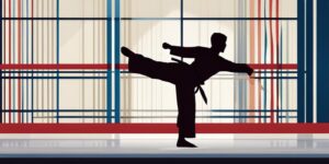 Practicante de Taekwondo ejecutando un poderoso golpe