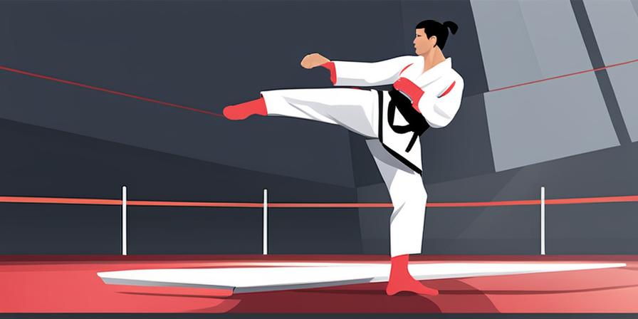 Atleta de taekwondo en entrenamiento intenso