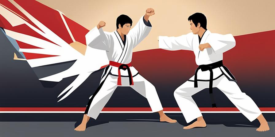 Practicante de Taekwondo ejecutando Batagson Goduro Momtong Maki