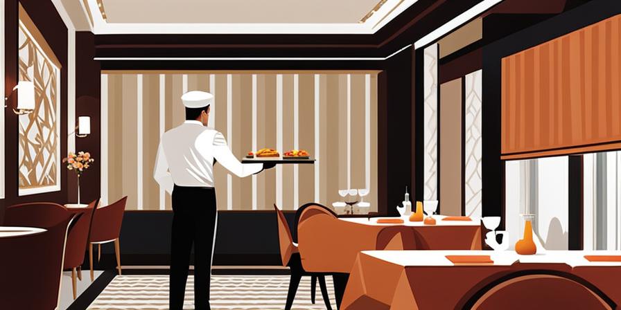 Camarero sirviendo comida gourmet en un hotel de lujo