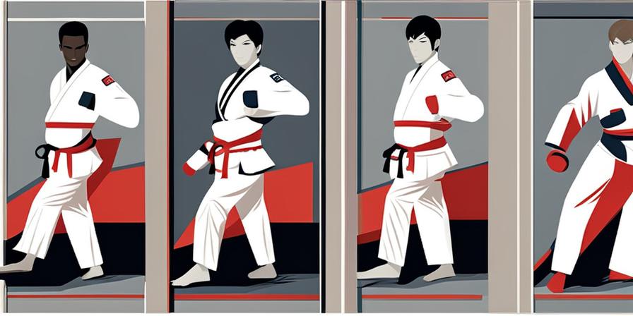 Cinturón negro de taekwondo con patada alta