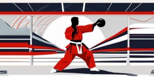 Practicante de taekwondo realizando una poderosa defensa con "Momtong An Maki"