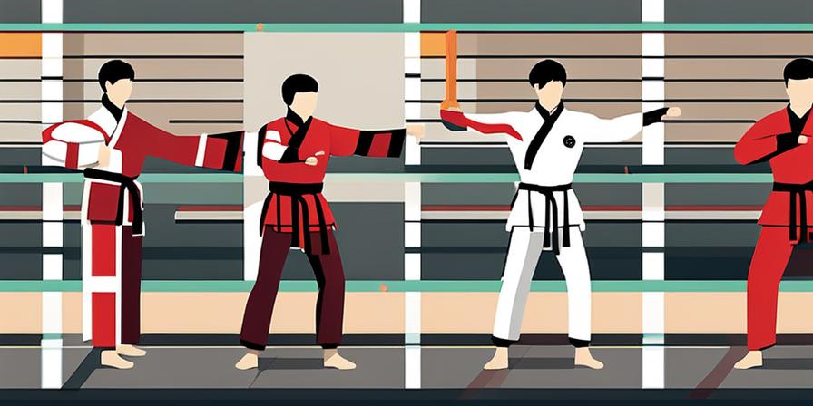 Practicante de karate y taekwondo en acción