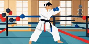 Practicante de taekwondo realizando movimientos ágiles