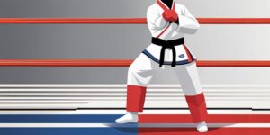 Practicante de taekwondo con equipo de protección completo
