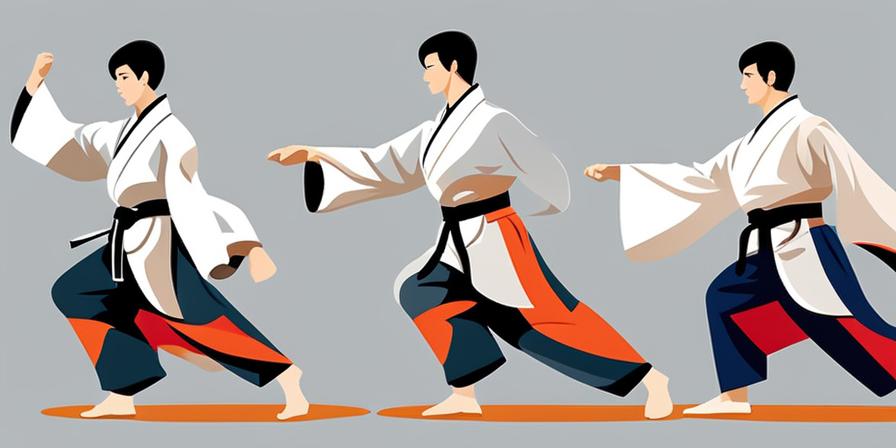 Practicante de taekwondo haciendo estiramientos y movimientos de calentamiento