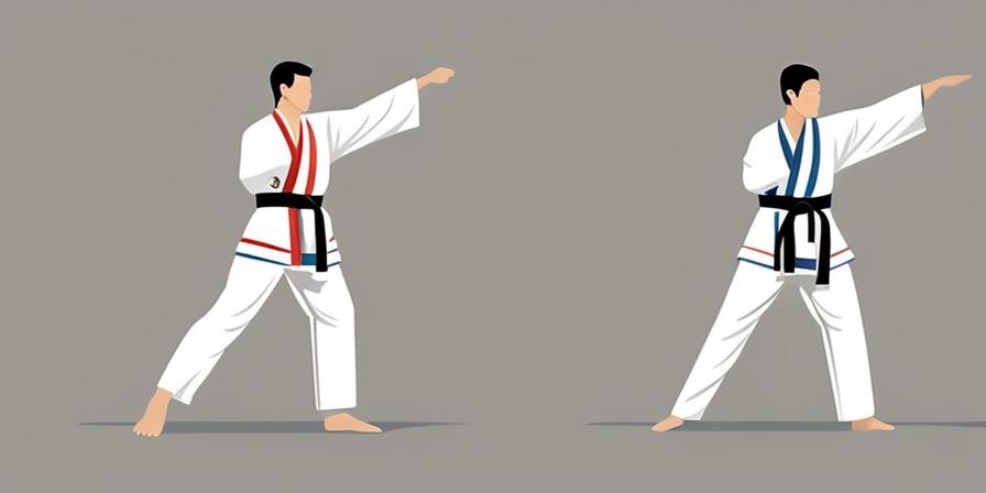 Persona haciendo estiramientos en una práctica de taekwondo