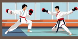 Estudiante de taekwondo mostrando respeto y disciplina