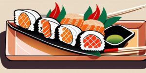 Gatchi fresco servido en bandeja de sushi