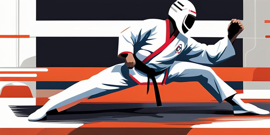 Practicante de Taekwondo ejecutando un golpe preciso