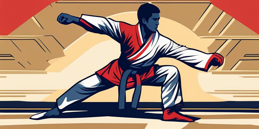 Maestro de Taekwondo practicando antigua técnica marcial