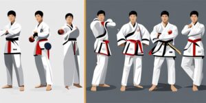 Atleta de taekwondo realizando una secuencia de movimientos consecutivos