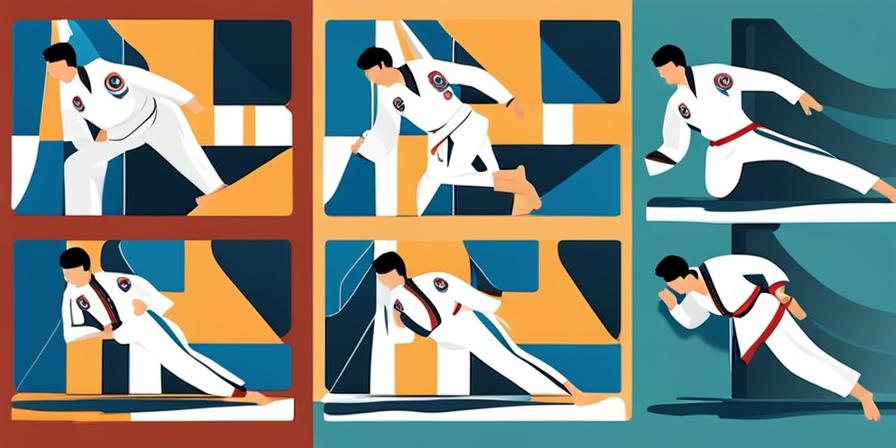 Practicante de Taekwondo en la academia demostrando movimientos precisos