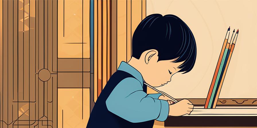 Niño asiático sosteniendo una pizarra con números coreanos