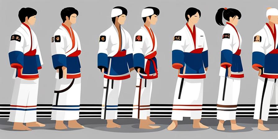 Practicante de taekwondo ejecutando una patada alta y poderosa en competencia