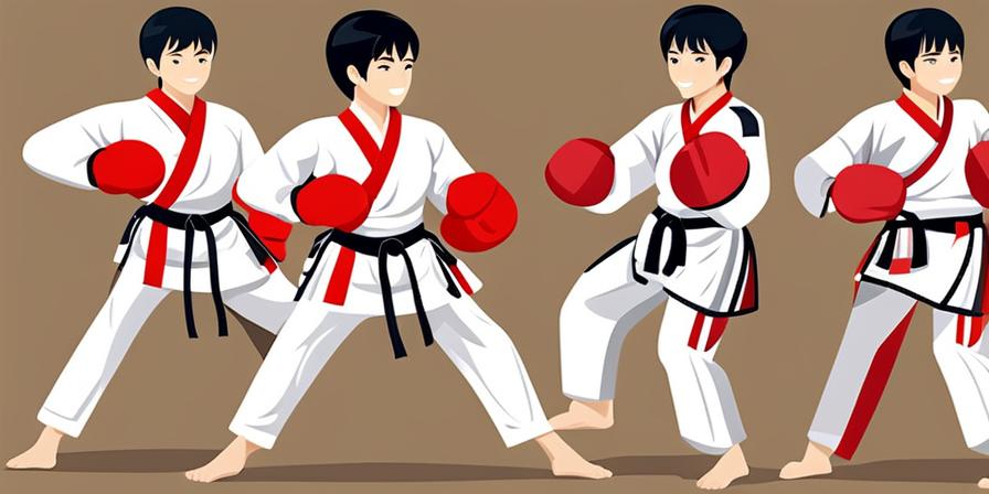 Niño practicando taekwondo con patada alta