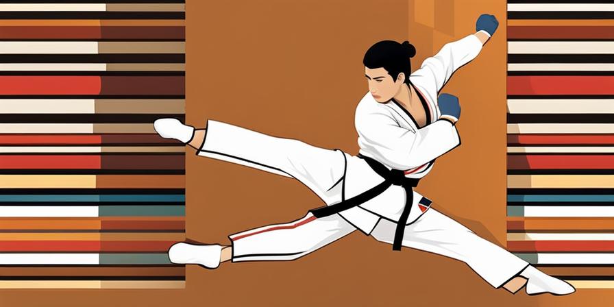 Practicante de taekwondo realizando una patada alta