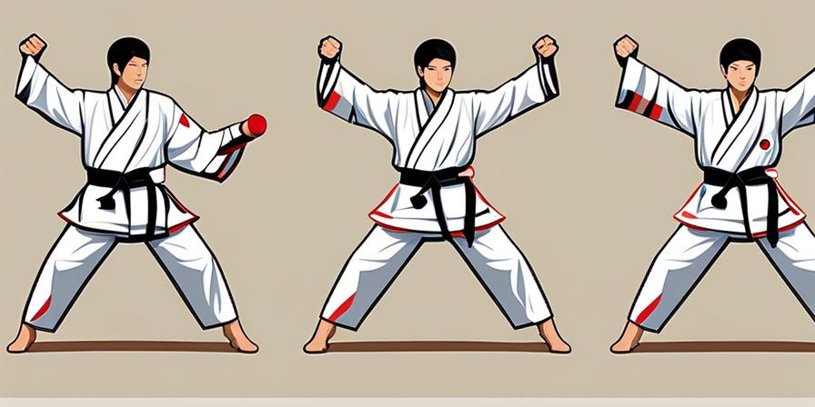 Practicante de Taekwondo ejecutando una patada defensiva potente