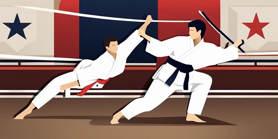 Practicante de taekwondo realizando una poderosa patada de gancho