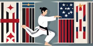 Practicante de taekwondo realizando una patada perfecta