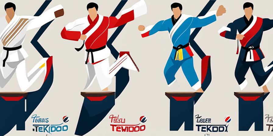 Practicante de taekwondo realizando una patada poderosa y precisa