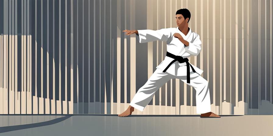 Taekwondo practitioner executing powerful kicks with focused expression