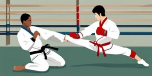 Persona haciendo taekwondo con concentración y cuerpo tonificado