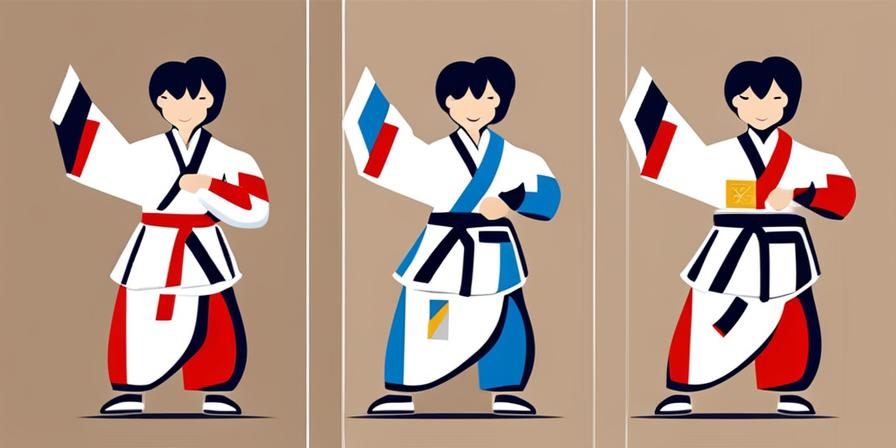 Personaje de Taekwondo demostrando valores en el fondo
