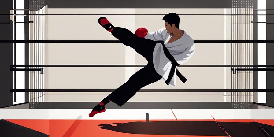 Practicante de taekwondo realizando ataque lateral