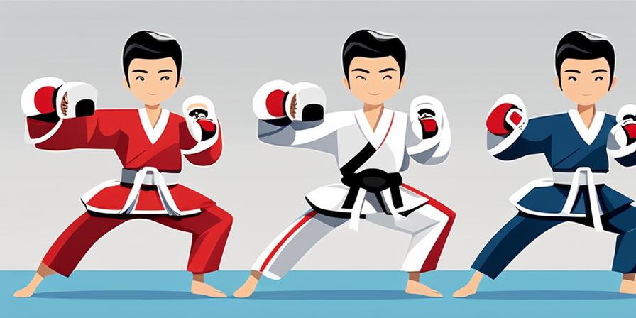 Practicante de taekwondo combativo y feliz