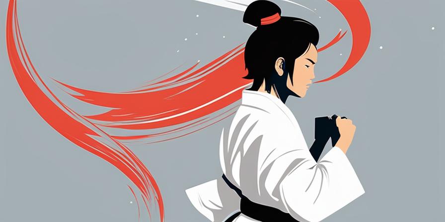 Karateka en posición Sogi Sogui, misterioso y decidido