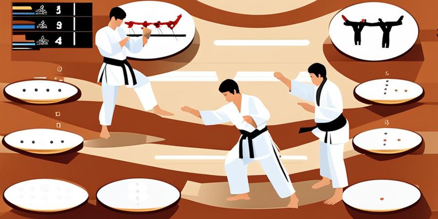 Practicante de taekwondo en posición de concentración y disciplina