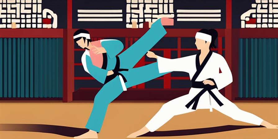 Practicante de taekwondo bloqueando un ataque con 