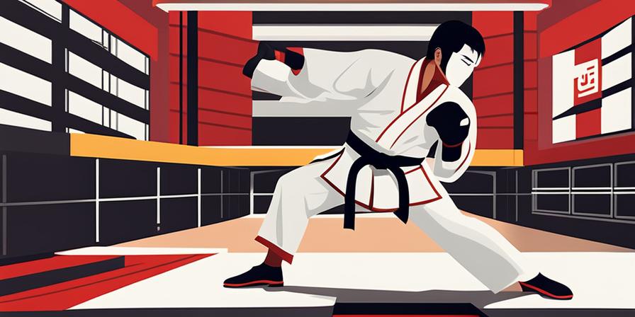 Practicante de taekwondo bloqueando un poderoso ataque con Okgoro Are Maki