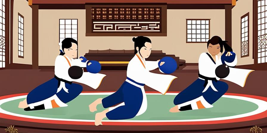 Practicante de taekwondo ejecutando un Chebipum Mok Chigui