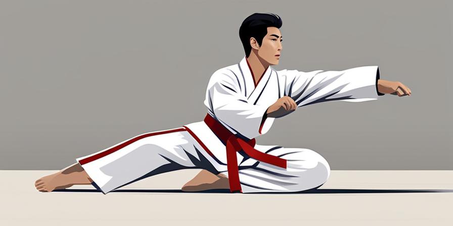 Practicante de taekwondo en posición Chuchun Sogui