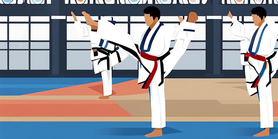 Practicante de taekwondo en posición dominante