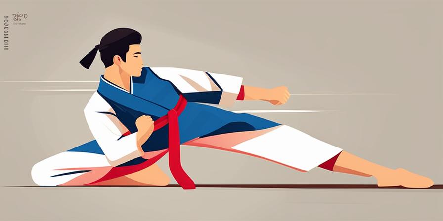 Practicante de taekwondo en postura fuerte y equilibrada