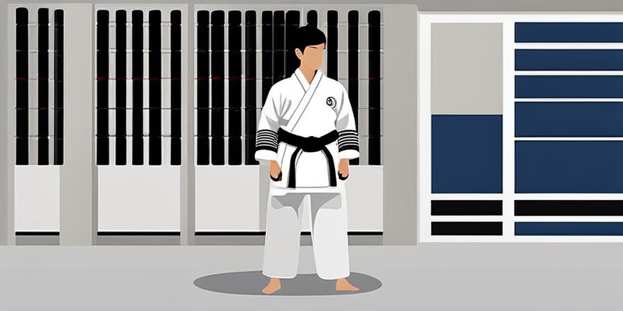 Practicante de taekwondo en postura de meditación, en un entorno sereno