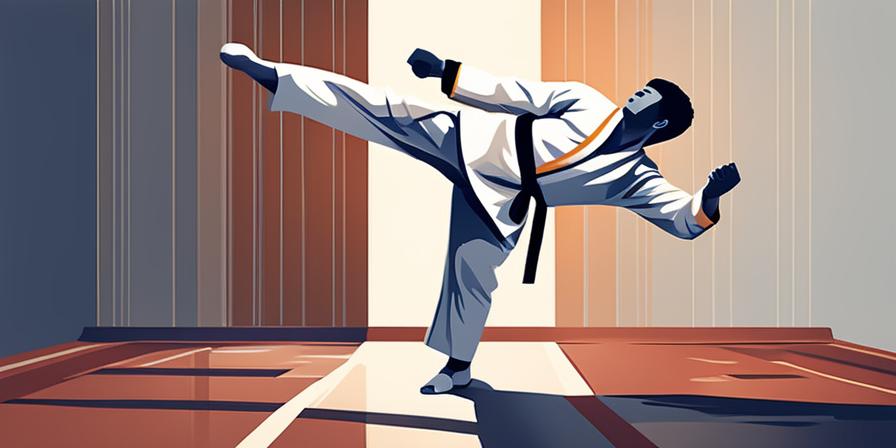 Practicante de taekwondo realizando un gancho de puño