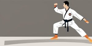 Practicante de Taekwondo ejecutando una patada poderosa