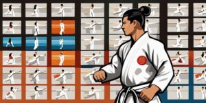 Practicante de taekwondo ejecutando una técnica de defensa personal