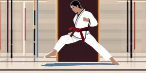 Practicante de taekwondo mostrando respeto y disciplina