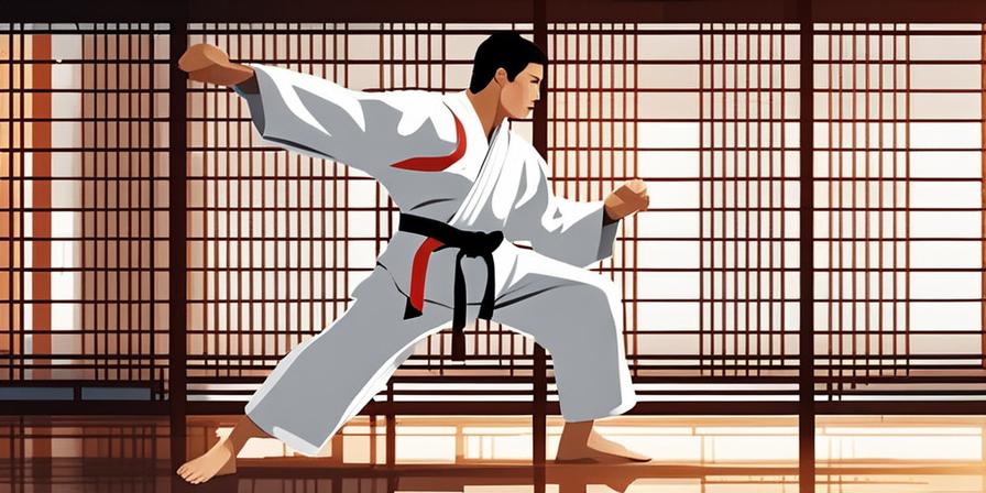 Practicante de taekwondo superando obstáculos