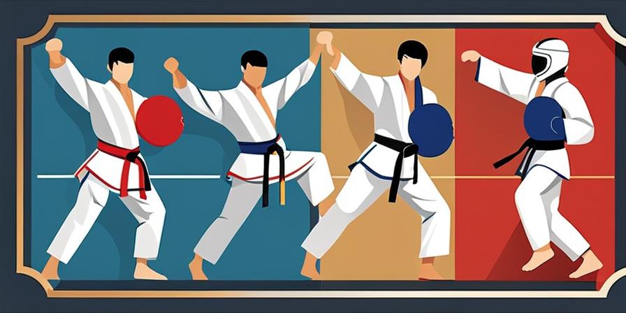 Adulto usando protecciones de taekwondo en combate