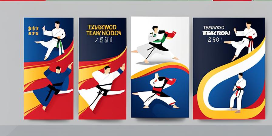 Protecciones de taekwondo de colores vibrantes para exhibición