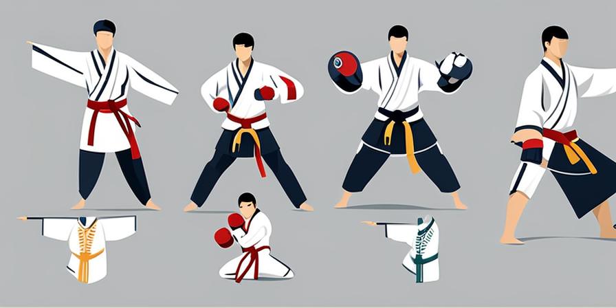 Protecciones de Taekwondo: casco, pechera, espinilleras y guantes